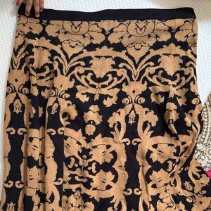 Soft Surroundings Black and Tan Floral Maxi Skirt